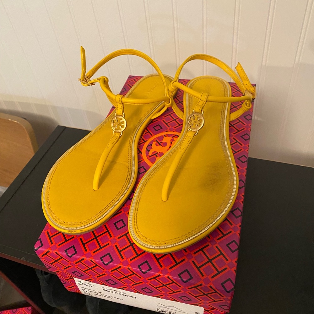 Tory Burch Emmy Sandals in color Goldfinch